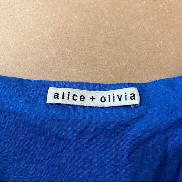 Alice + Olivia | Webber Cowl Neck Mini Dress Belted Godet Dress Blue Size 6 - Picture 3 of 16